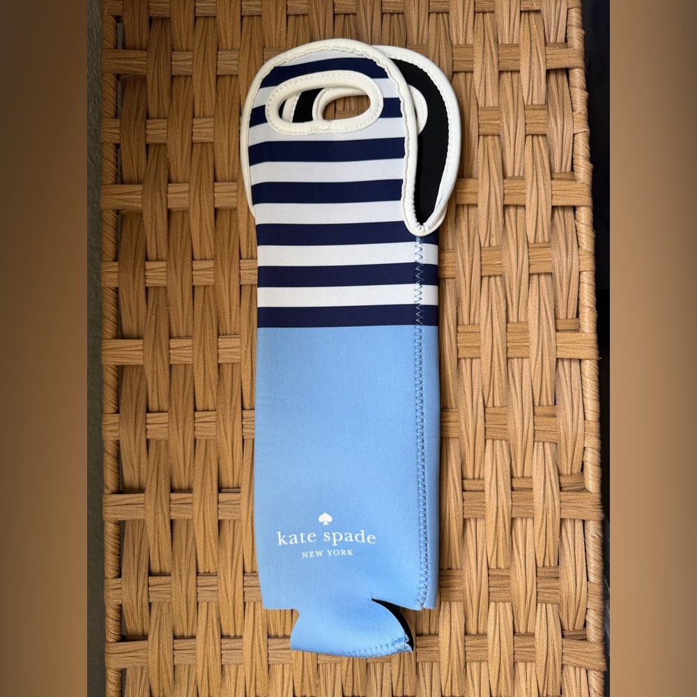 Kate Spade Blue and White Striped Wine Carrier